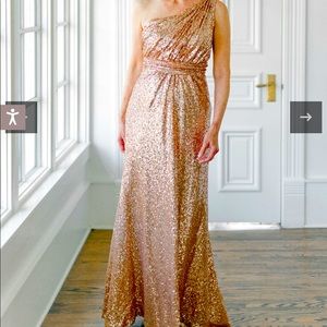 Revelry Size 8 Bridesmaid Sequined Dress - Rose Gold